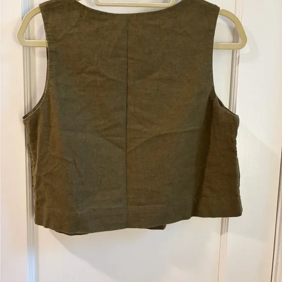 Abercrombie & Fitch Olive Linen Crop Top - Picture 4 of 4